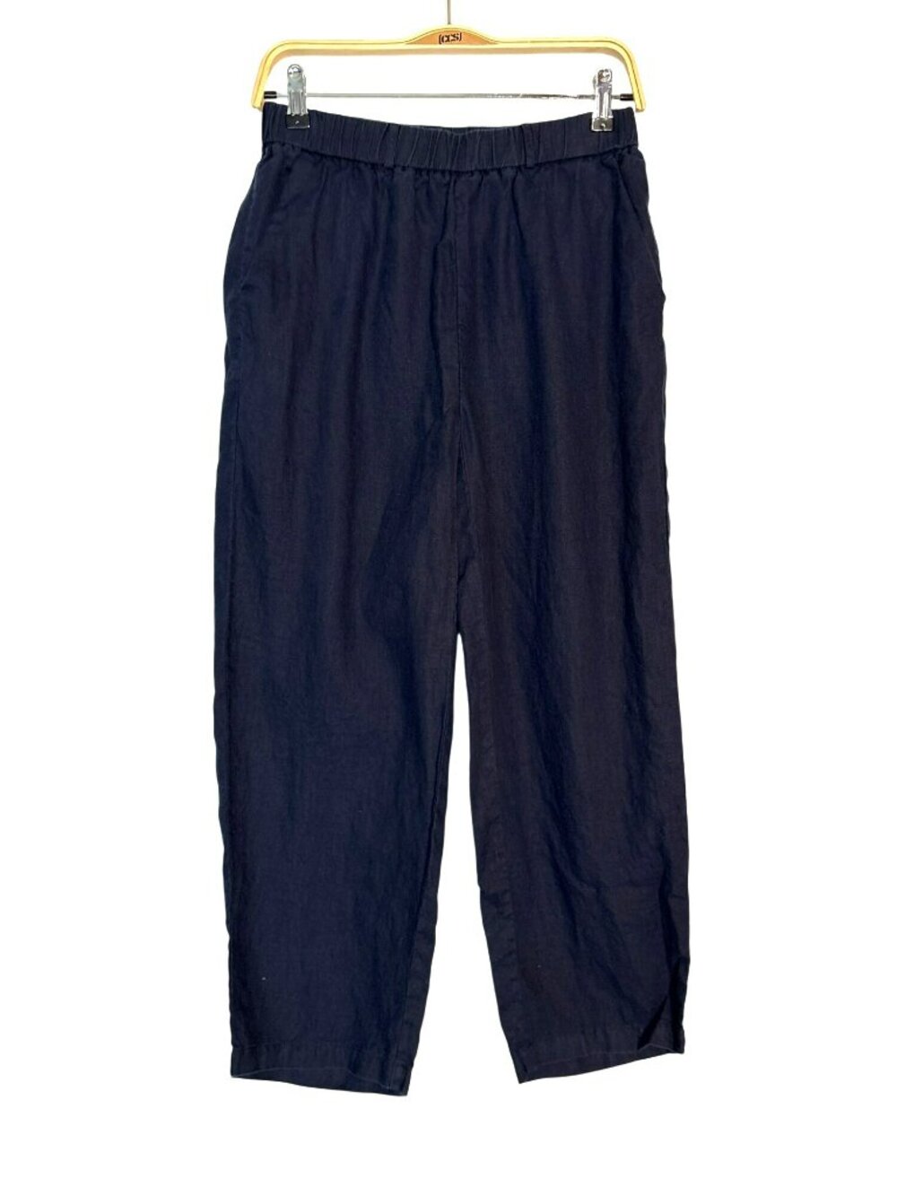 Quince 100% European Linen Deep Navy Relaxed Fit Cropped Pants Size Small